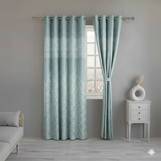 Luxury Aqua Blue Curtains – 7 Ft Long × 4 Ft Wide | Elegant Window Drapes