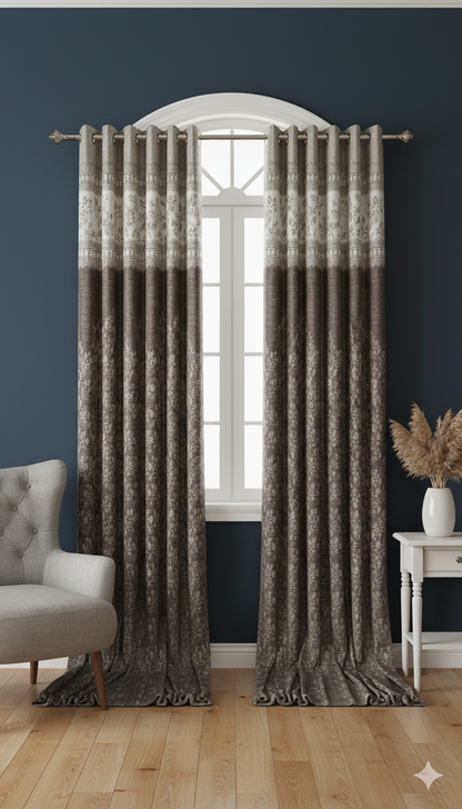 Royal Ombre Curtains with Classic Floral Texture – 7×4 Feet