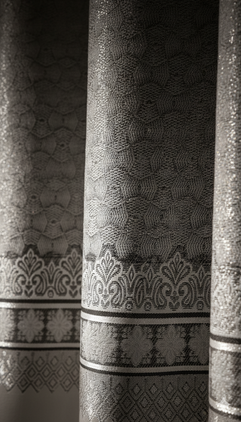 Royal Ombre Curtains with Classic Floral Texture – 7×4 Feet