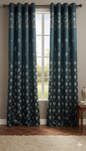 Luxury Blue Jacquard Curtain with Elegant Leaf Motif | 7 ft x 4 ft